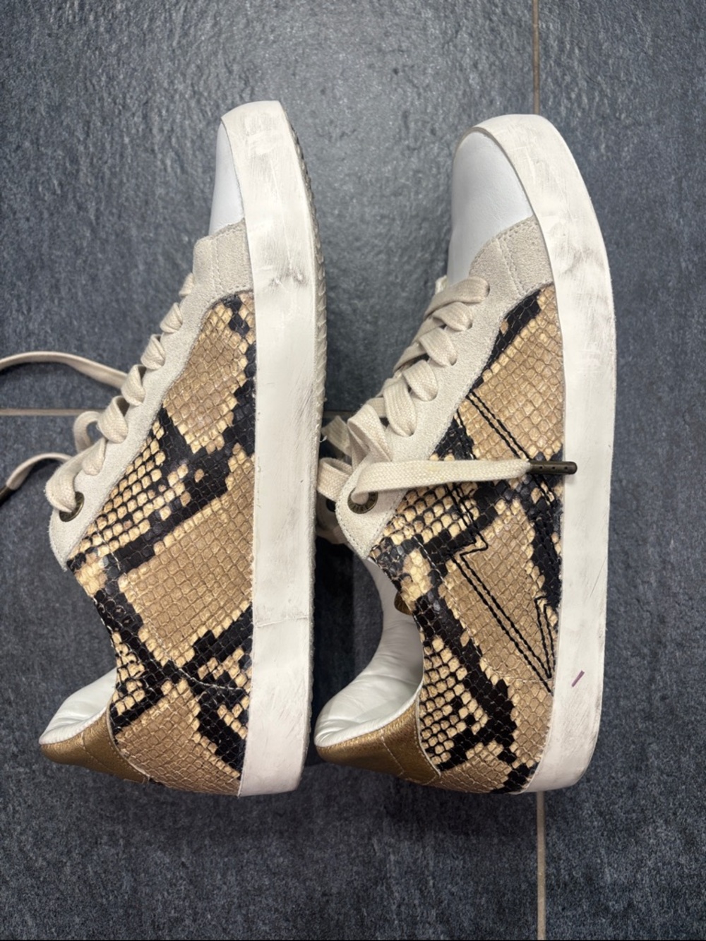 Neutral Snake-Print Low Top Sneakers - ZADIG & VOLTAIRE